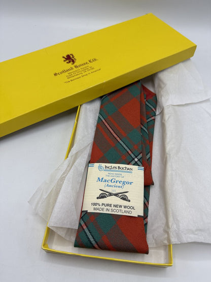 Scotland House Ltd. Wool Tartan Necktie MacGregor Ancient Orange/Green NIB /roh