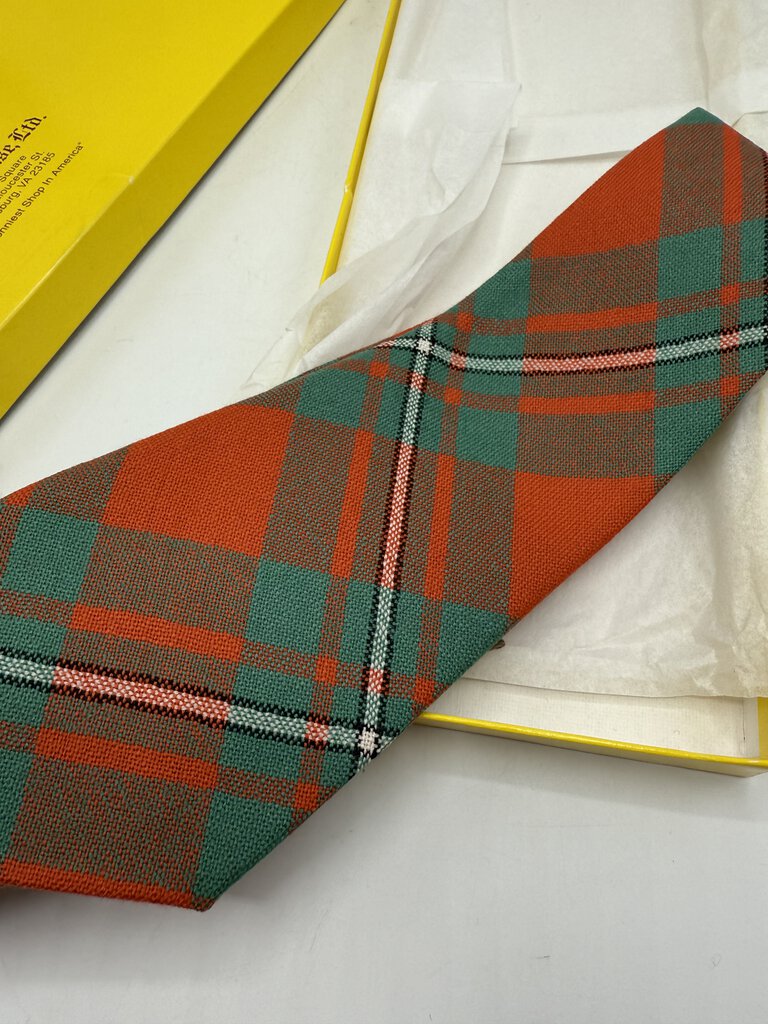 Scotland House Ltd. Wool Tartan Necktie MacGregor Ancient Orange/Green NIB /roh