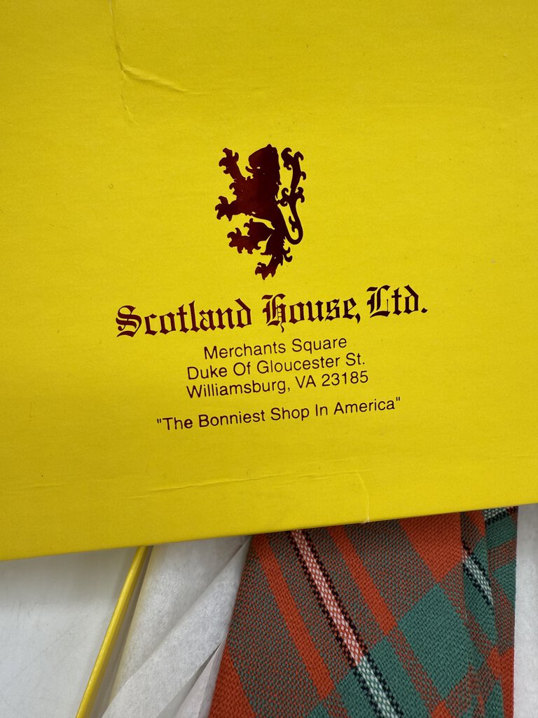 Scotland House Ltd. Wool Tartan Necktie MacGregor Ancient Orange/Green NIB /roh