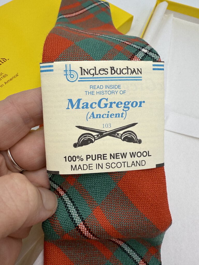 Scotland House Ltd. Wool Tartan Necktie MacGregor Ancient Orange/Green NIB /roh