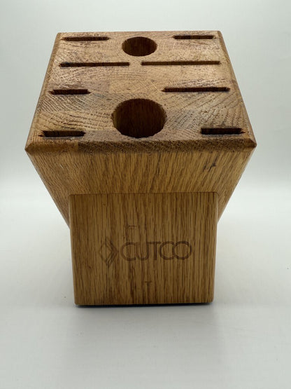 Cutco Knife Block 10 Slot Heavy Honey Oak Countertop USA /rw