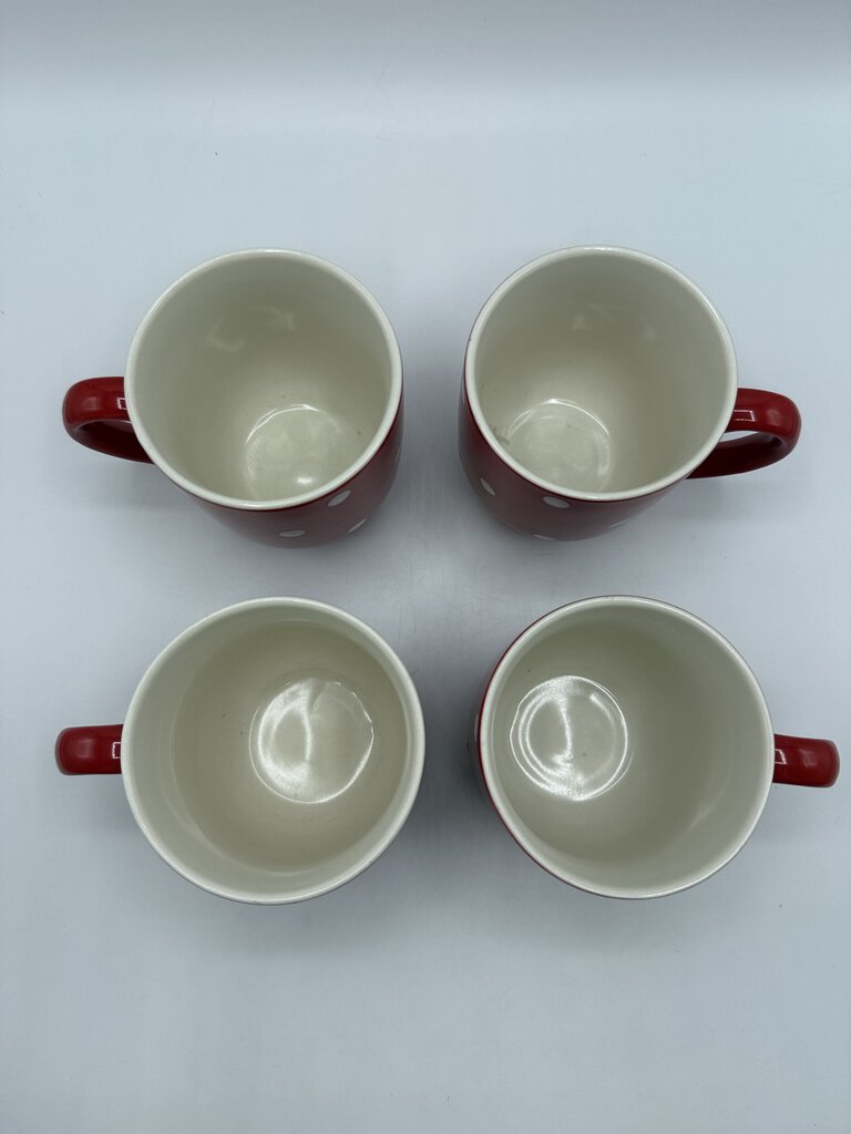 Spode Baking Days Red & White Dot Mugs set of 4 /rb