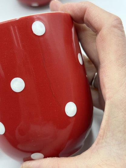 Spode Baking Days Red & White Dot Mugs set of 4 /rb