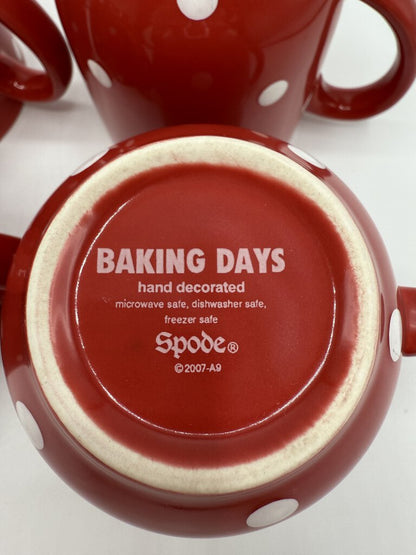 Spode Baking Days Red & White Dot Mugs set of 4 /rb