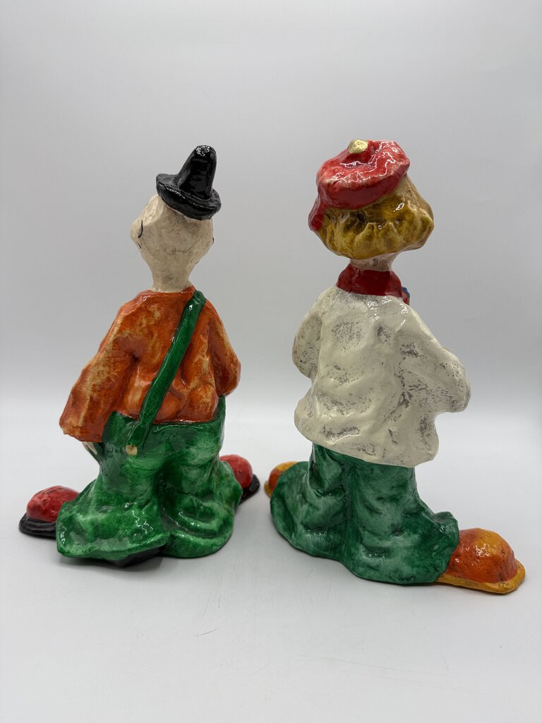 Alvarez Mexican Paper Mache Circus Clowns 9.5” set of 2 /rw