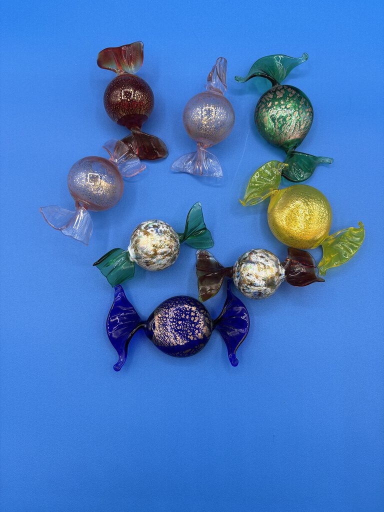 Set of 8 Large Murano Glass Candies /j