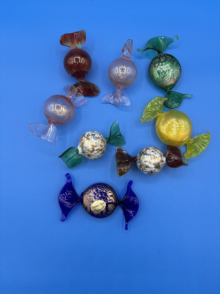 Set of 8 Large Murano Glass Candies /j