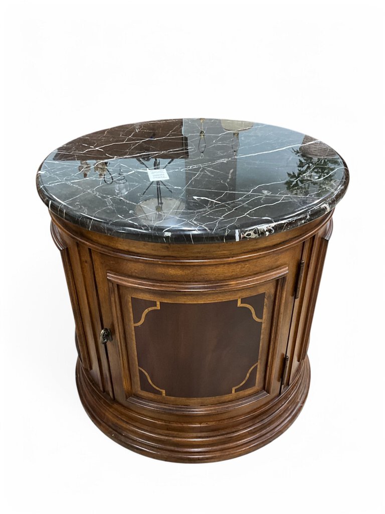 Marble Top Side Table with Cabinet