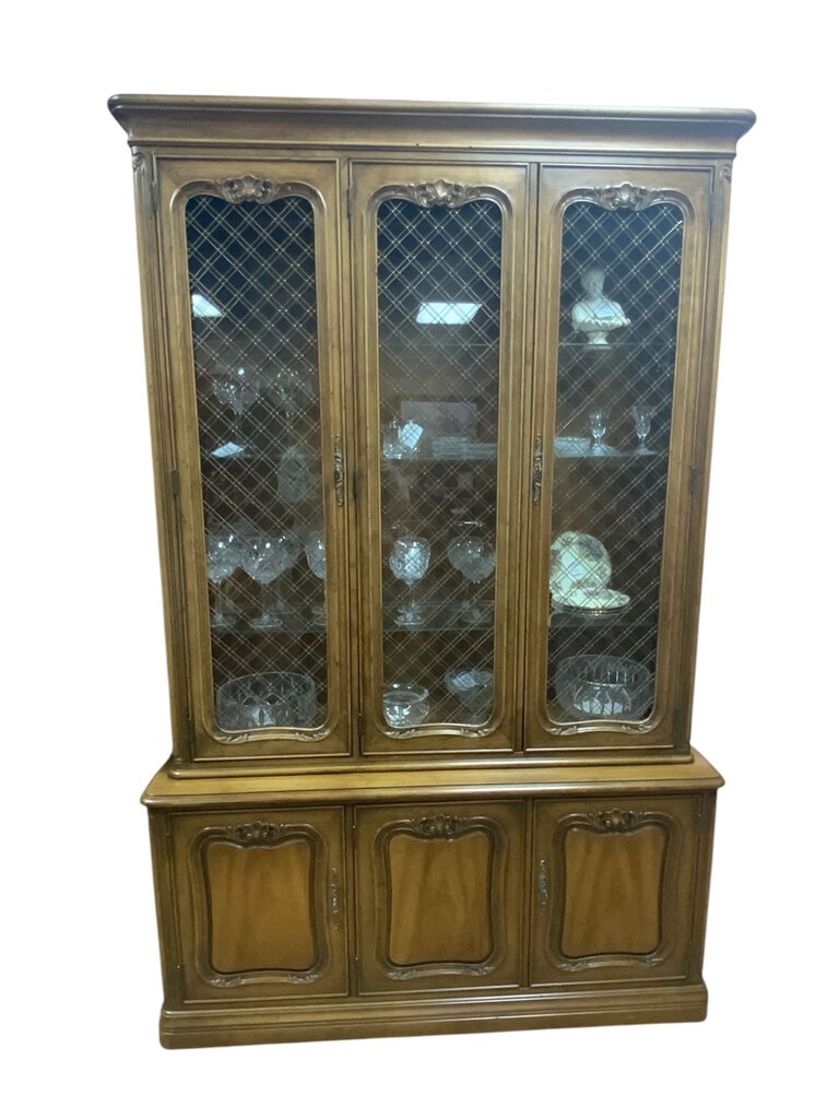 Hutch With Glass Metal Wire Doors