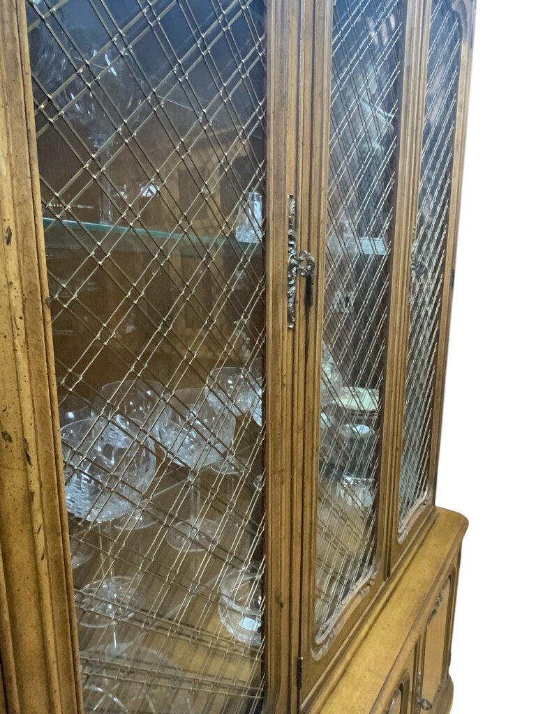 Hutch With Glass Metal Wire Doors