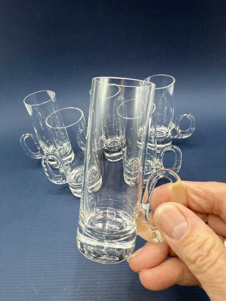 Set of 6 Blown Glass Irish Coffee Cordial Glasses 4” tall by /rw