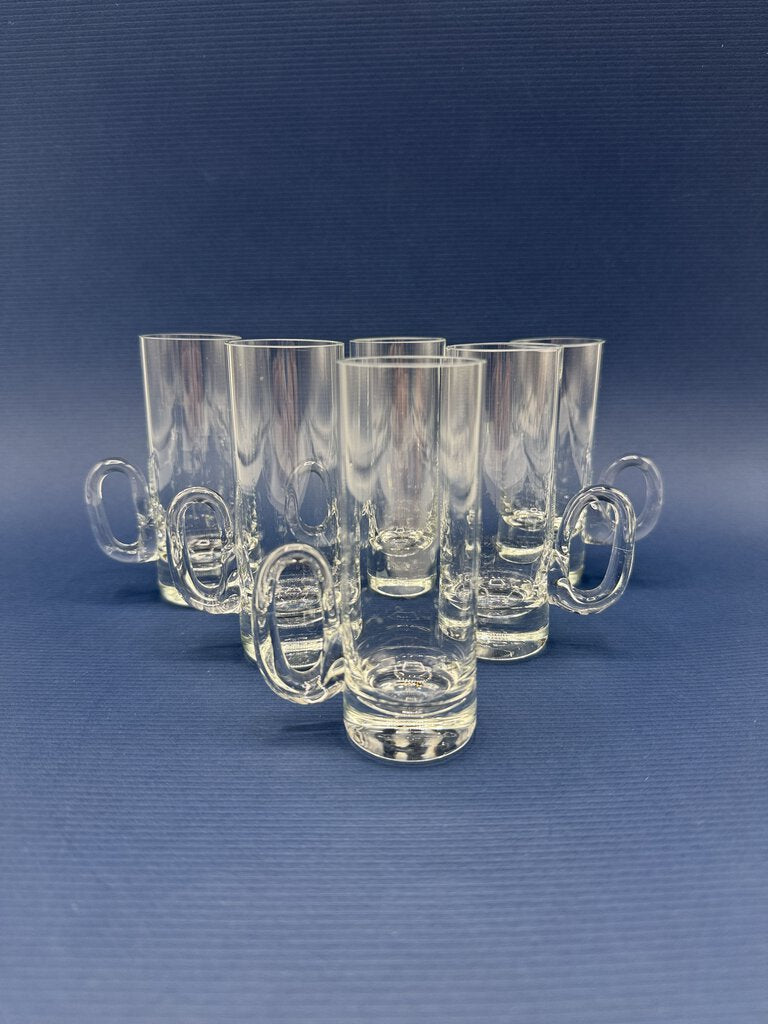 Set of 6 Blown Glass Irish Coffee Cordial Glasses 4” tall by /rw