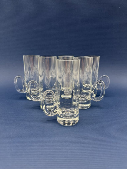 Set of 6 Blown Glass Irish Coffee Cordial Glasses 4” tall by /rw