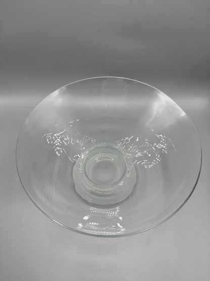 Contemporary Crystal Glass Bowl w/Frosted Glass Base 11” /rw