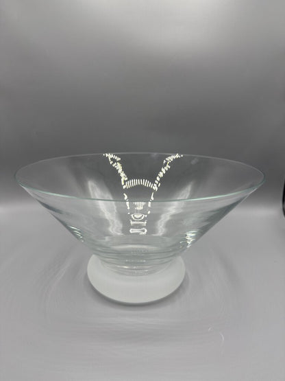 Contemporary Crystal Glass Bowl w/Frosted Glass Base 11” /rw