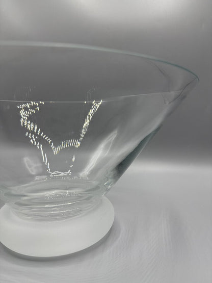 Contemporary Crystal Glass Bowl w/Frosted Glass Base 11” /rw