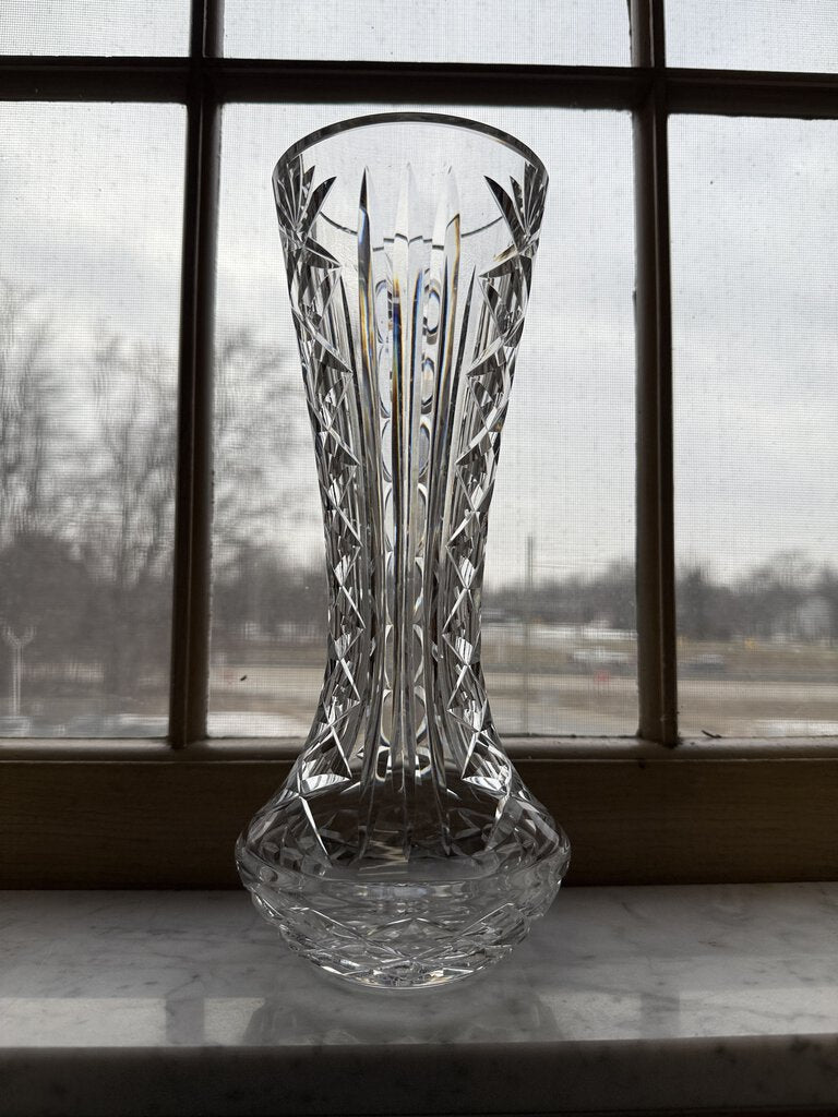 Waterford Crystal 10” Vase Cross Vertical & Fan Cut /rw