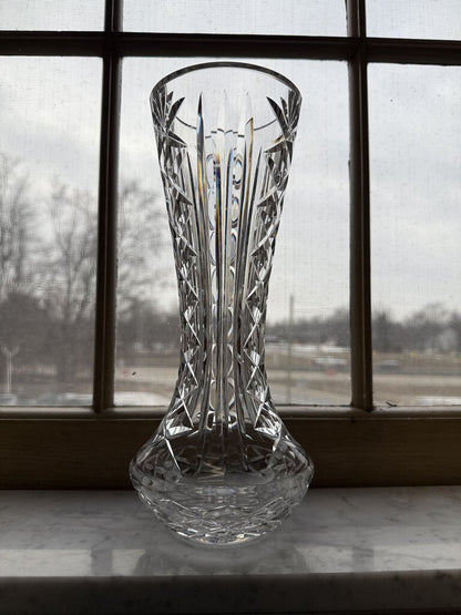 Waterford Crystal 10” Vase Cross Vertical & Fan Cut /rw