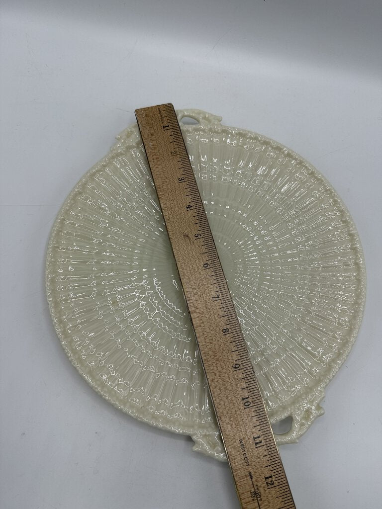 Belleek Black Mark 10” Dia Serving Handled Plate Limpet /ro