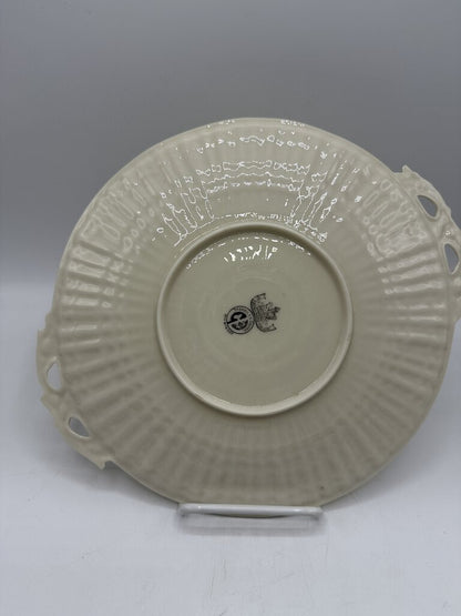 Belleek Black Mark 10” Dia Serving Handled Plate Limpet /ro