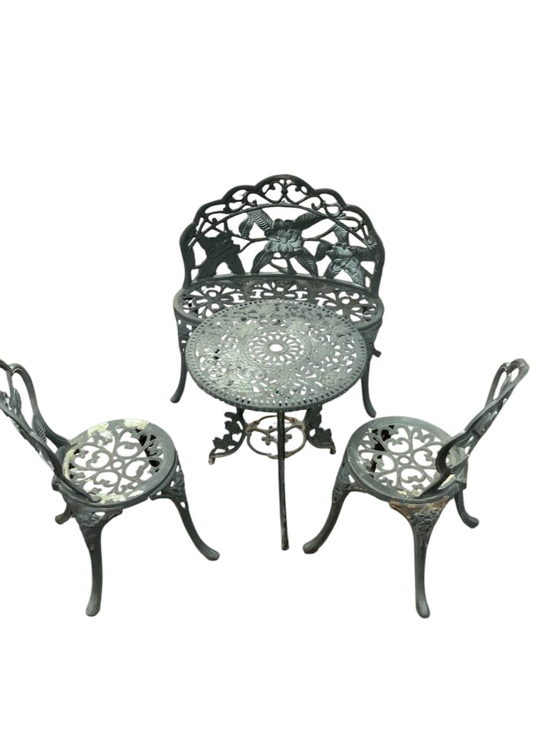 Wrought Iron Table 2 Chairs And Bench