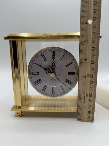 Bulova Brushed Brass Quartz Mantel Clock Model B1703 /rw