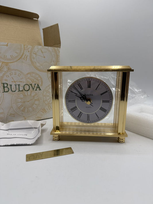 Bulova Brushed Brass Quartz Mantel Clock Model B1703 /rw