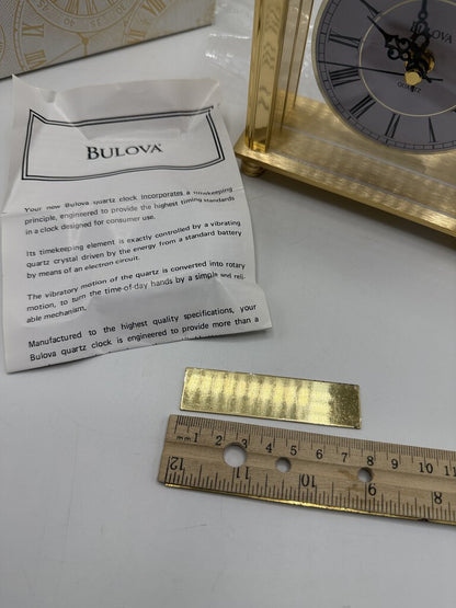 Bulova Brushed Brass Quartz Mantel Clock Model B1703 /rw