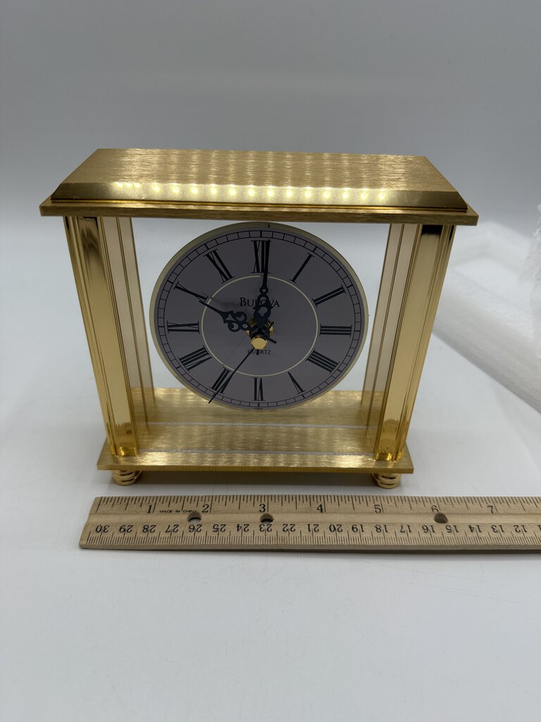 Bulova Brushed Brass Quartz Mantel Clock Model B1703 /rw