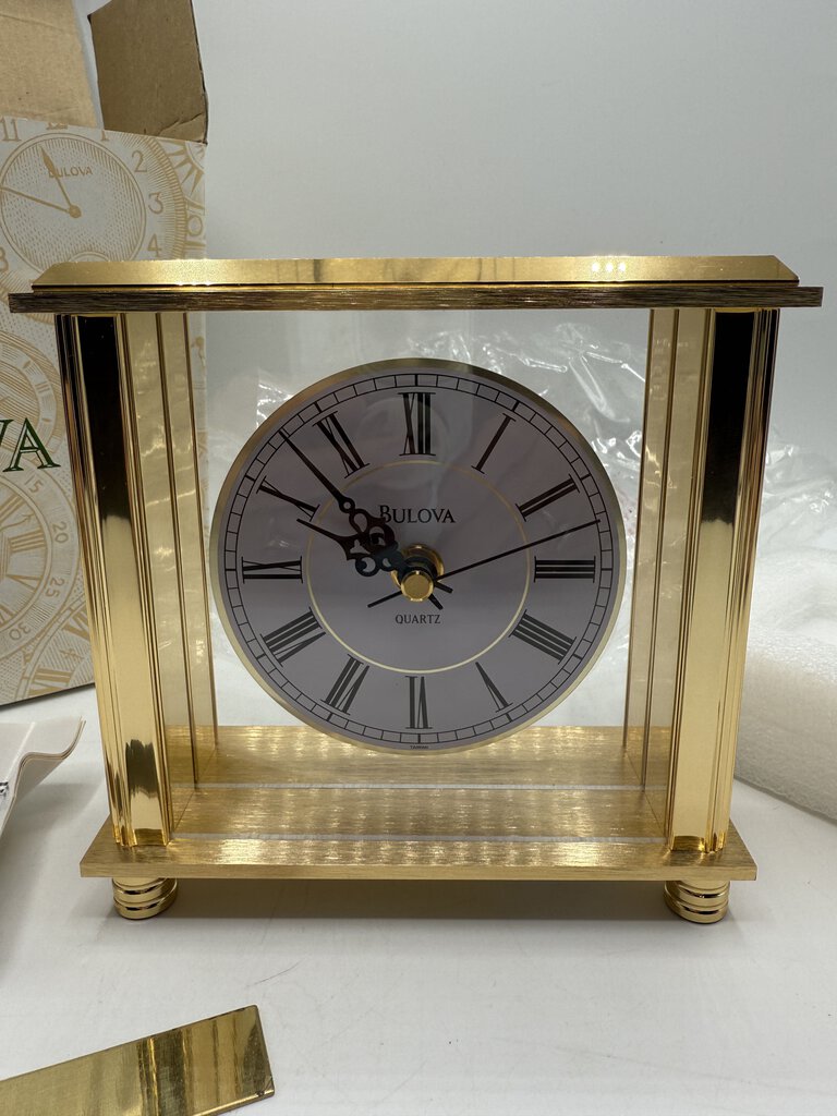 Bulova Brushed Brass Quartz Mantel Clock Model B1703 /rw