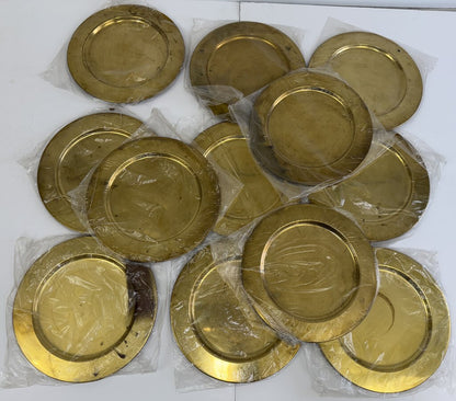 Set of 12 Brass Charger Plates Metalia APS Handmade Denmark /rb