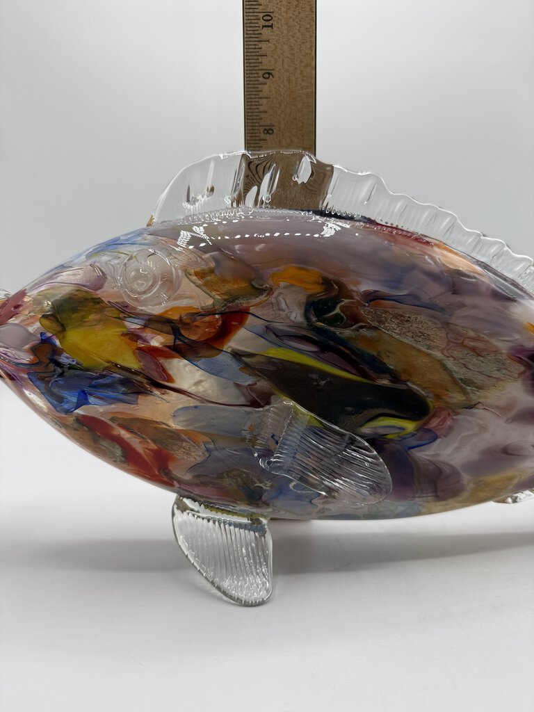 Large Blown Glass Multi Colored Fish 17” long /rw