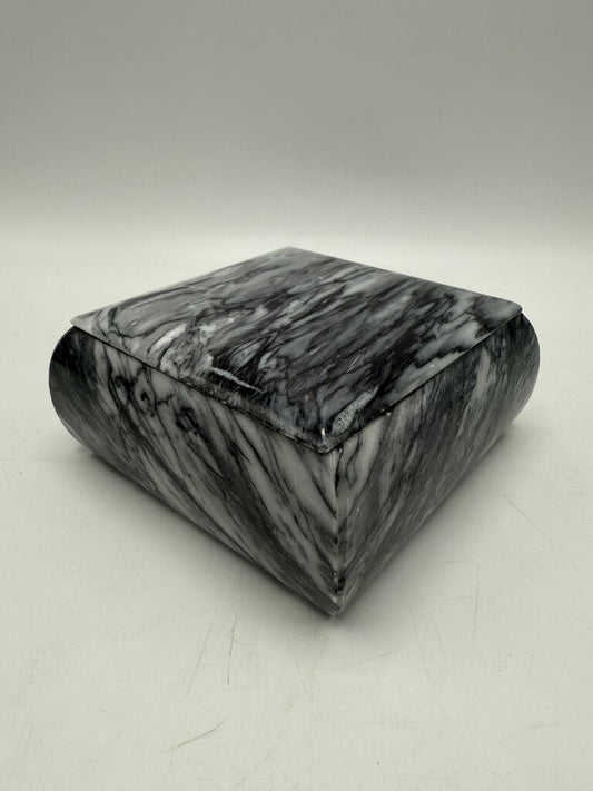 Marble Square Jewelry Trinket Box Black/White /ro