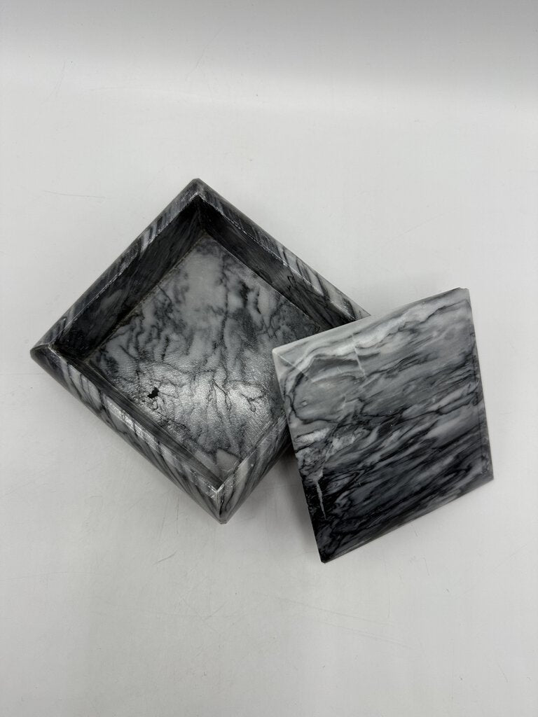 Marble Square Jewelry Trinket Box Black/White /ro