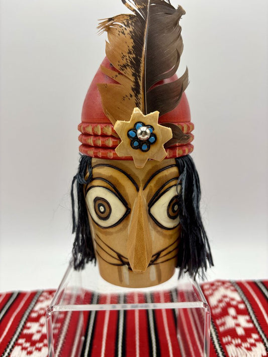 Vtg. Wooden Carving of Vlad the Impaler Dracula /j