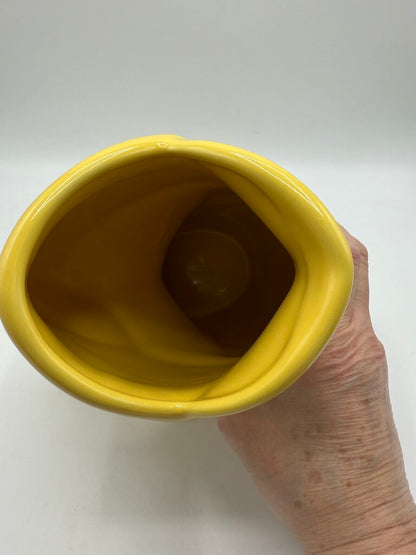 Large Sunflower Yellow Gurgle Pot Fish Pitcher EUC /rw