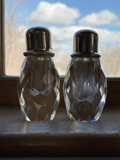 Post House Heavy Lead Crystal Salt and Pepper Shakers /roh
