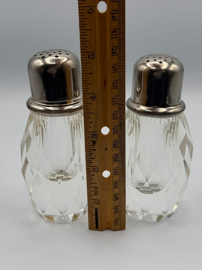 Post House Heavy Lead Crystal Salt and Pepper Shakers /roh