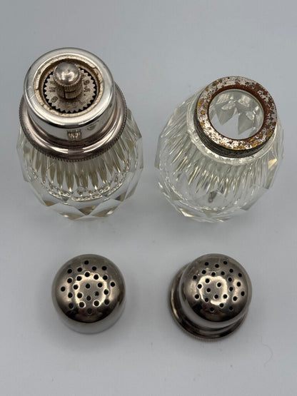 Post House Heavy Lead Crystal Salt and Pepper Shakers /roh