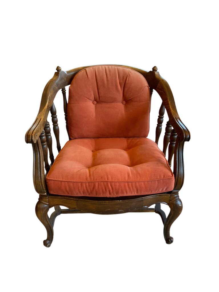 Antique Wood Upholstered Chair