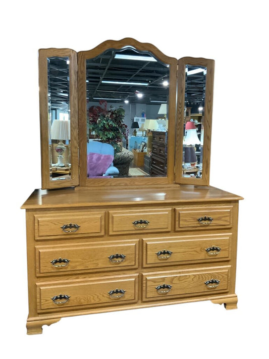 Light Wood Dresser And Mirror