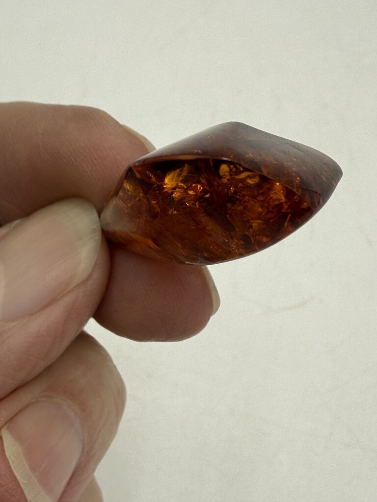 Amber Gemstone Pendant Silver Bail 1.5” x 1” /ro
