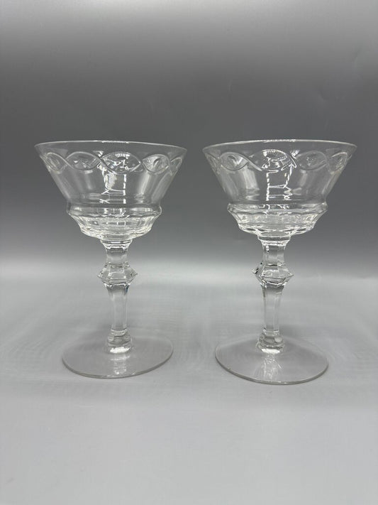 2 Libbey Rock Sharpe Crystal Champagne/Tall Sherbet EUC /rw
