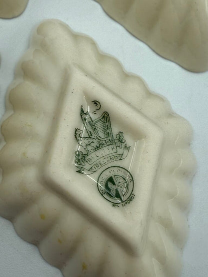 Belleek Ivory Salt Dip Cellar Green Mark set of 4 /ro
