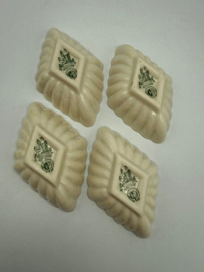 Belleek Ivory Salt Dip Cellar Green Mark set of 4 /ro