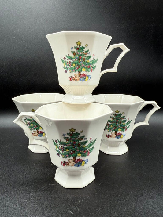 Set of 4 Nikko Christmastime Pedestal Coffee/Tea Mug Japan /roh