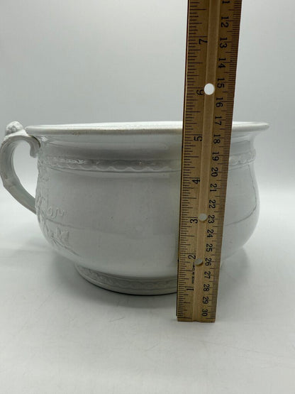 VTG White Ironstone Chamber Pot Grapevine Motif France /ro