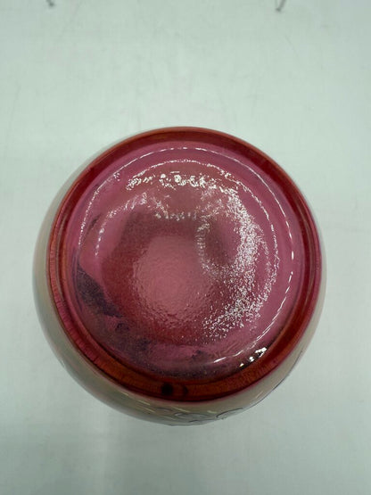 VTG Handpainted Cranberry Vase w/Ruffled Edge 4.5” /rw