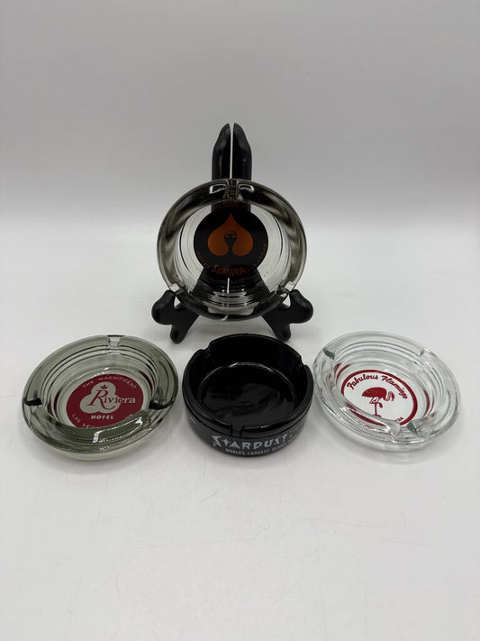 Lot of.4 Vintage Glass Ash Tray Casino Las Vegas NV /roh