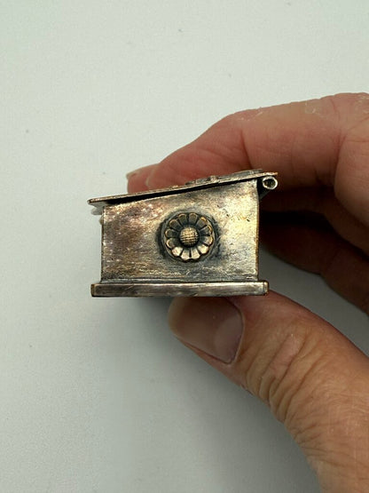 VTG Silver Plate Postage Stamp Box w/ND Crest /ro